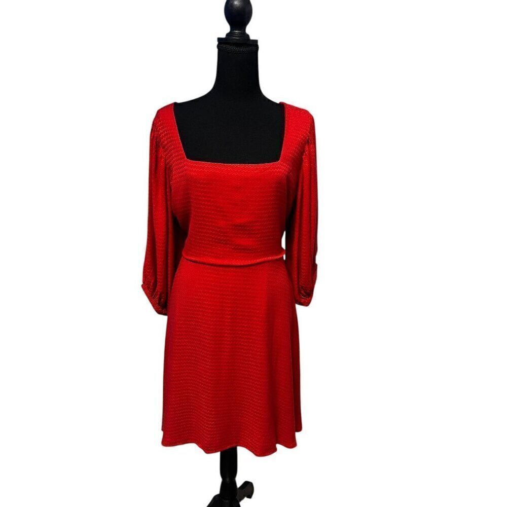 BAND OF THE FREE RED PUFFY LONG SLEEVE MINI DRESS COUNTRY CONCERT CHURCH ATTIRE